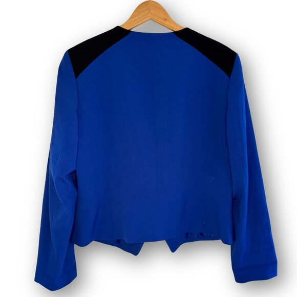 Nine West Royal Blue Open Front Blazer with Black Trim and Pockets - Picture 2 of 4